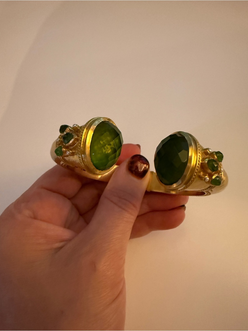 Julie Vos Gold Cuff with Olive Stones and Lime Accents - Picture 3 of 5